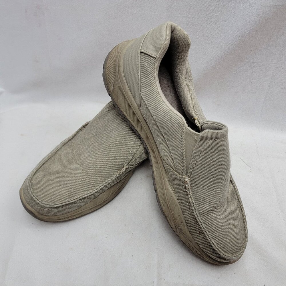 Sketchers Relaxed Fit Memory Foam Slip-on Shoes Used Men Size 12 Taupe SN 169415